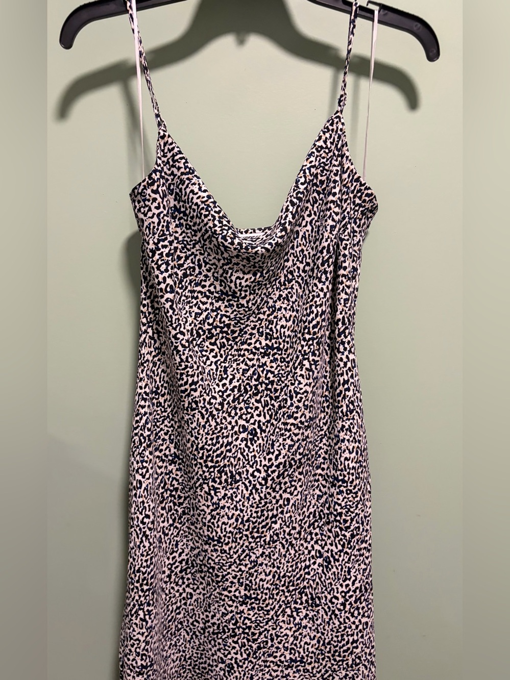 EXPRESS Leopard Print Slip Dress - Blue and Black and Cream- crowd favorite